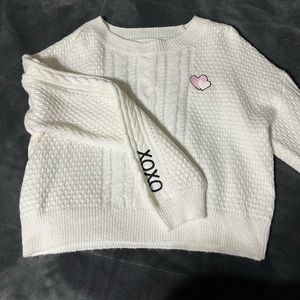 NWOT BP white heart sweater